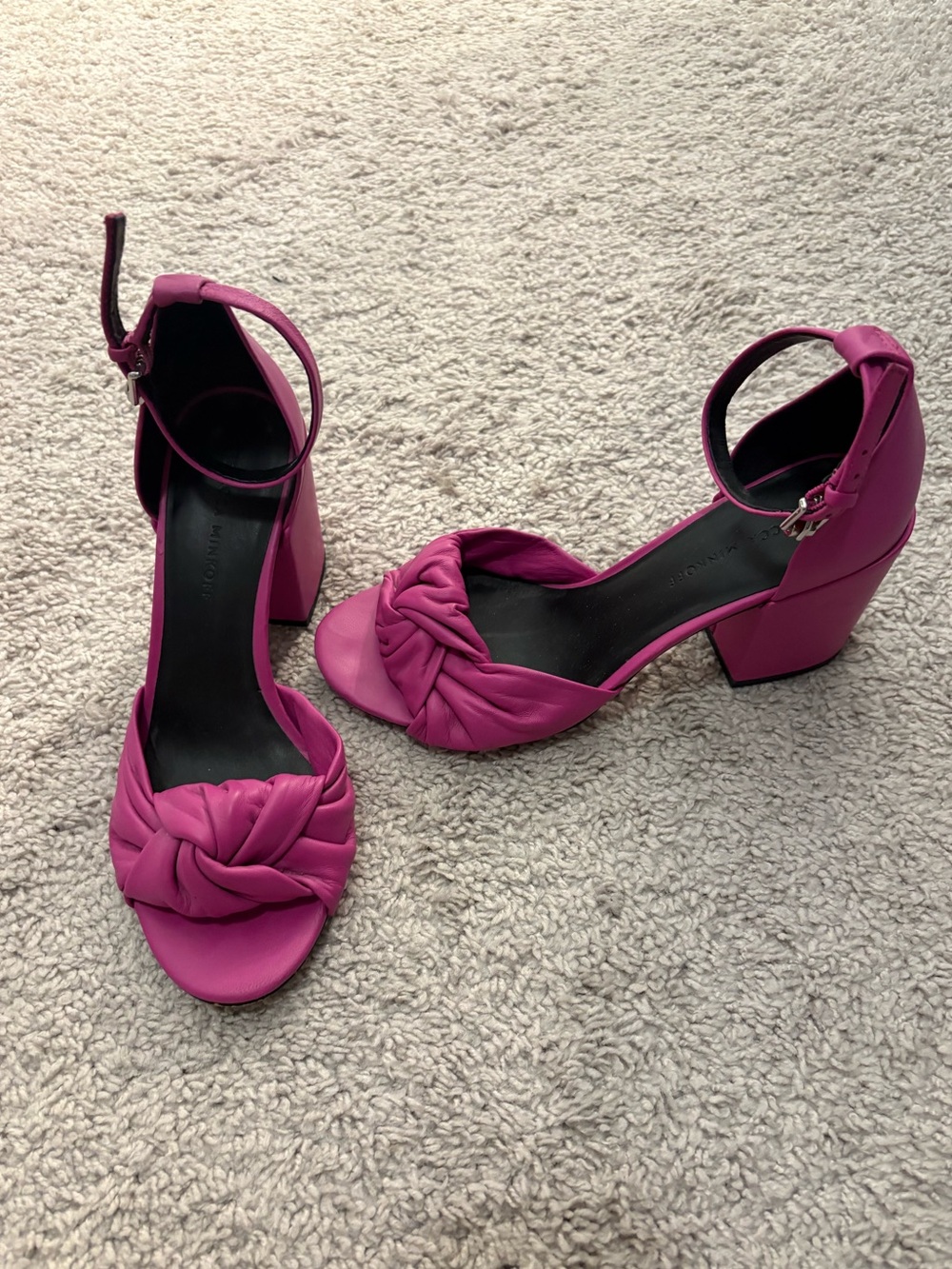 Rebecca Minkoff Fuchsia Knotted Ankle-Strap Block Heel Sandals